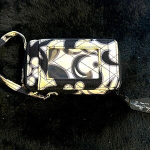 Vera Bradley Black and Cream Patterned Wristlet